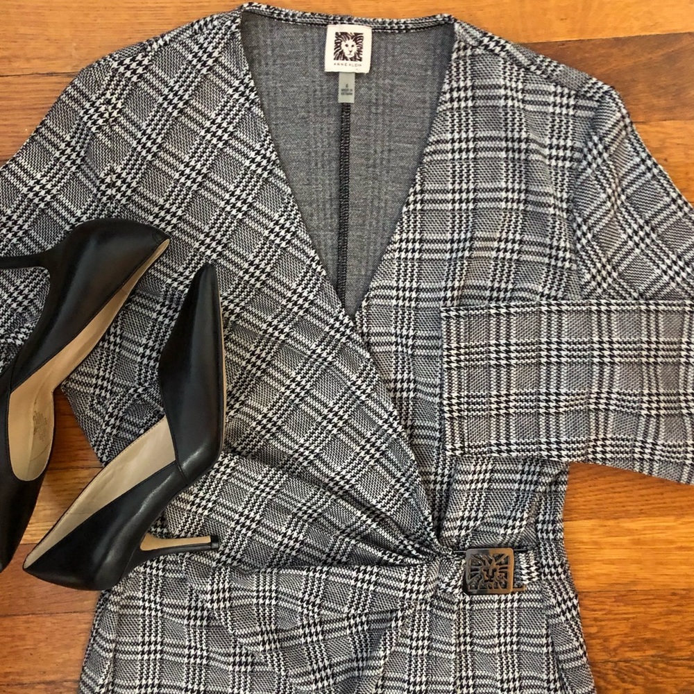 Anne Klein Wrap Dress AK Logo 3/4 Sleeve